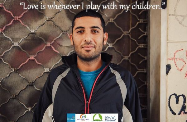 Refugee Portraits (No1), from WELCOMMON HOSTEL: The story of Hamid. Love is whenever I play with my children